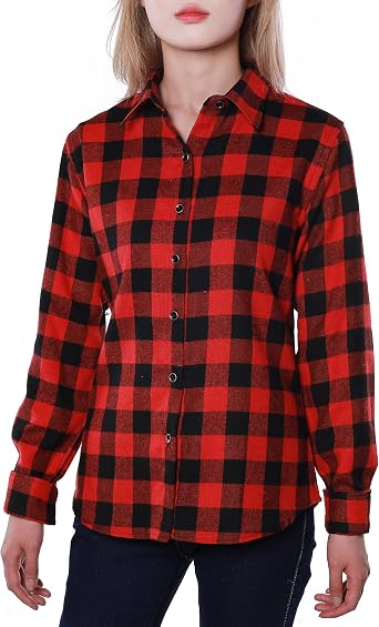 Flannel Plaid Shirt Long Sleeve Tops 