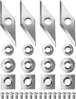 32Pcs Tungsten Carbide Cutters Inserts Set for Wood Lathe Turning Tools，Include 11mm Square with Radius, 12mm and 8.9mm Round, 30 x 10mm Diamond, M4*8mm Screws
