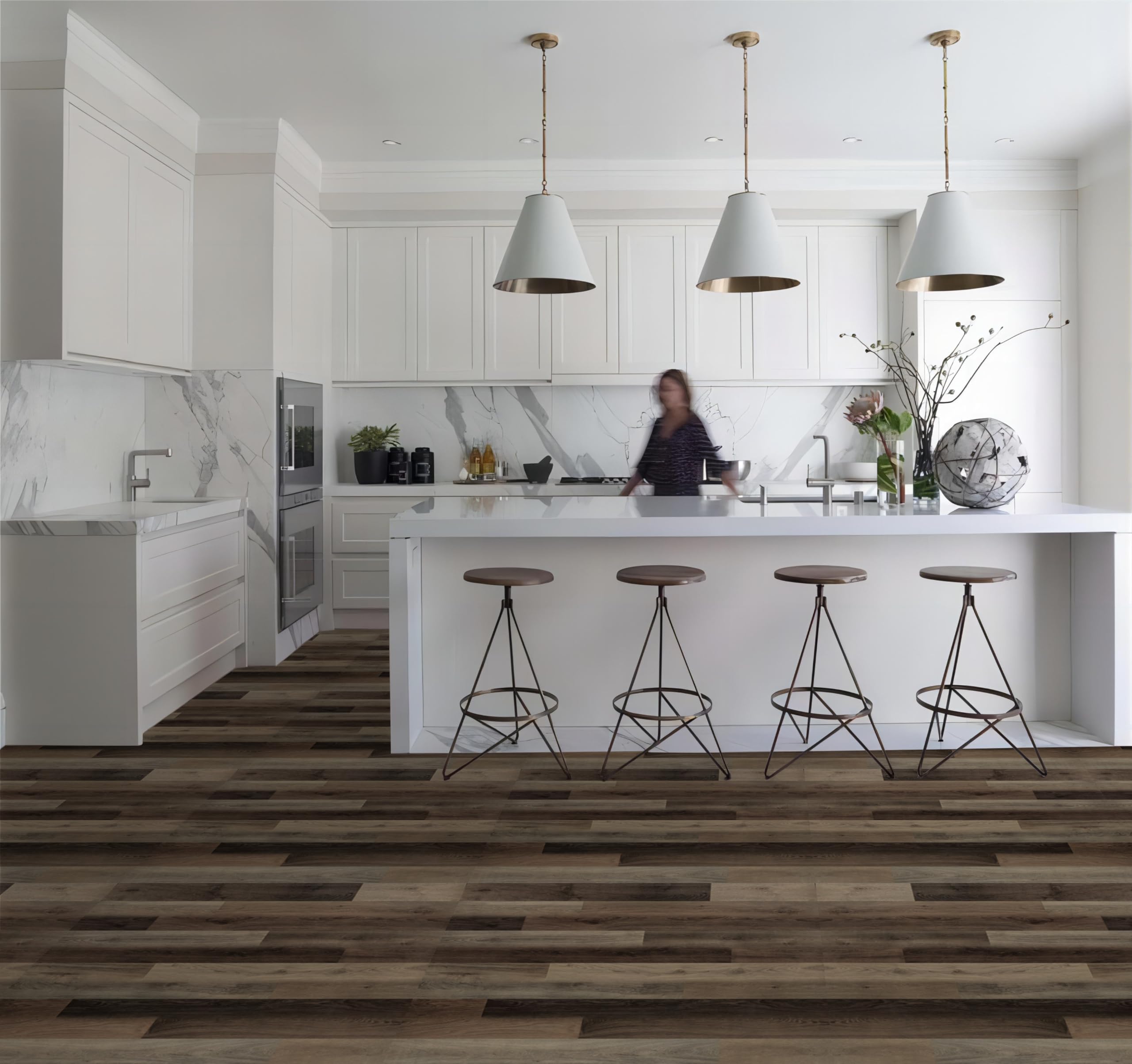 Oxdigi PVC Bodenbelag Selbstklebende 1.6m², Verdickt Holzoptik Vinylboden Bodenfliesen für Eingangstür, Wohnzimmer, Küche, Balkon, Abstellraum, Zuschneidbar Vinyl-Fußböden 15x91 cm 12 Dielen