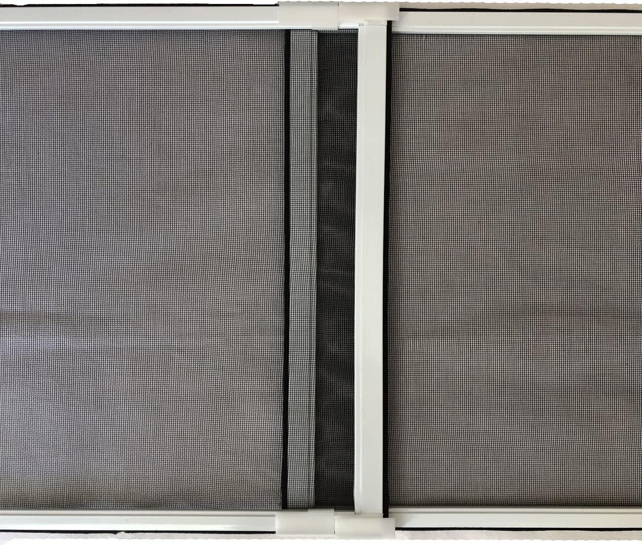 GOODVIEW Expanded Window Screen H:19.7”(50cm) by L: 27.56”-52.6" (70-133.5cm) OR Convert H:27.56"(70cm) by L: 19.7"-36.22"(50-92cm)2 Way Adjustable Design White Aluminum Alloy Frame Black Fiberglass