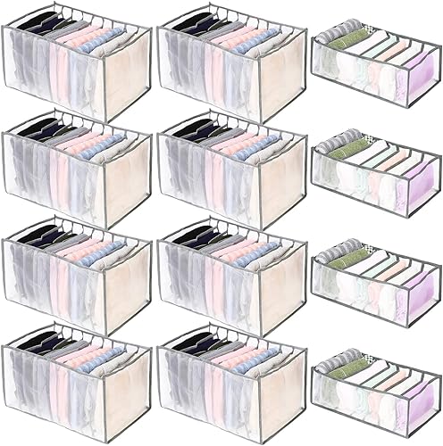 Roowest 12 organizadores de ropa para armario separadores plegables de cajones para ropa organizador de cajones ropa pantalones de mezclilla para