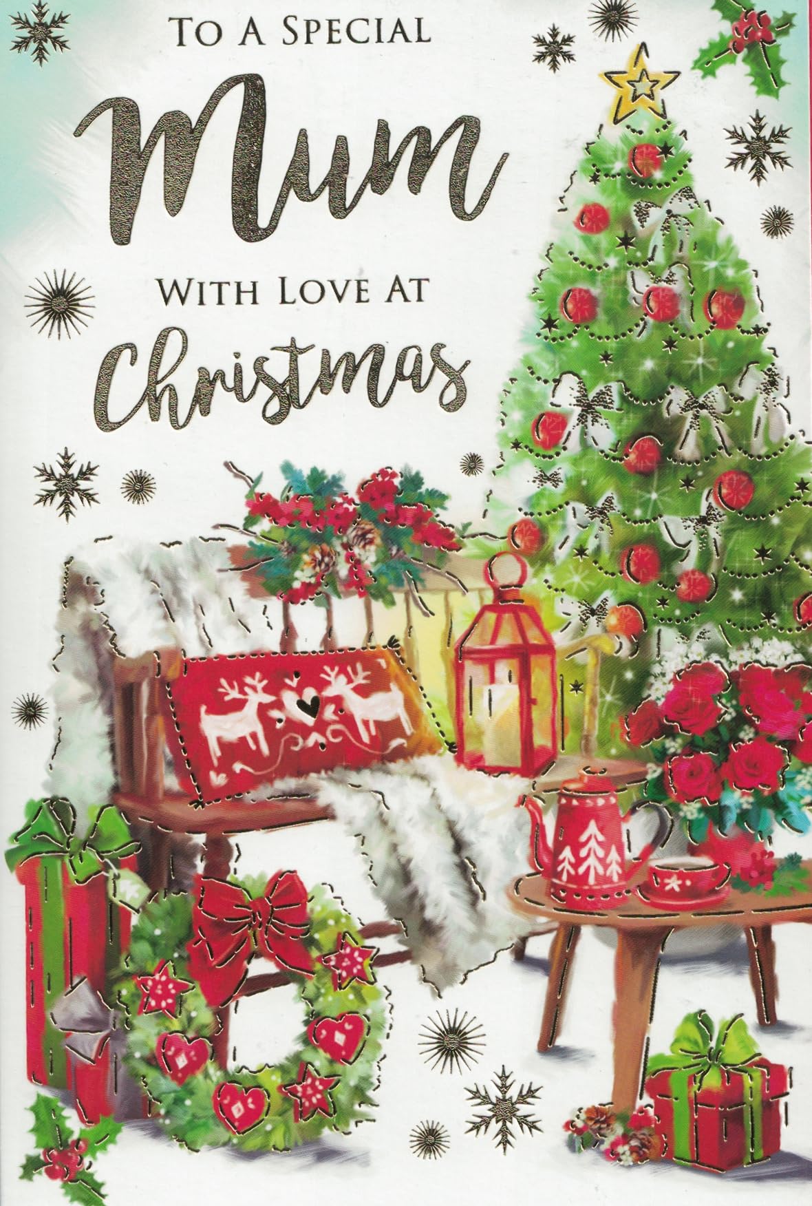 XA018 Weihnachtskarte Für Großmutter – Traditionelles Design Mit Silberfolie