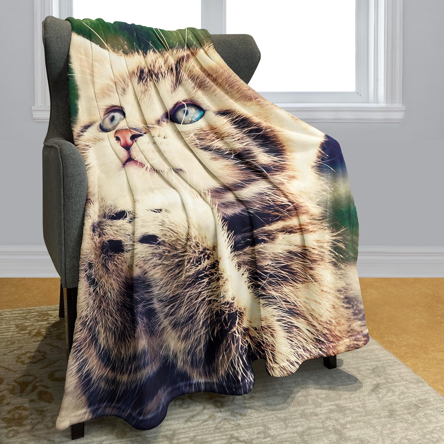 YISUMEI - 150 x 200 cm Decke - Liebenswerte Katze Fleecedecke,Kaschmir-Gefühl Kuscheldecke Geeignet für Bett oder Sofa