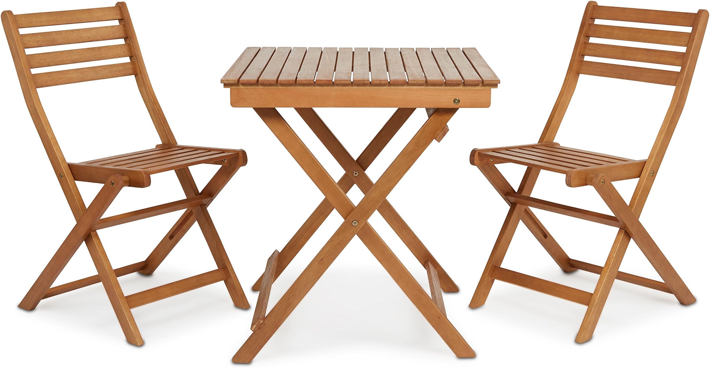 Garden Table and 2 Chairs Outdoor Folding Furniture Wooden Bistro Patio Set By A2B