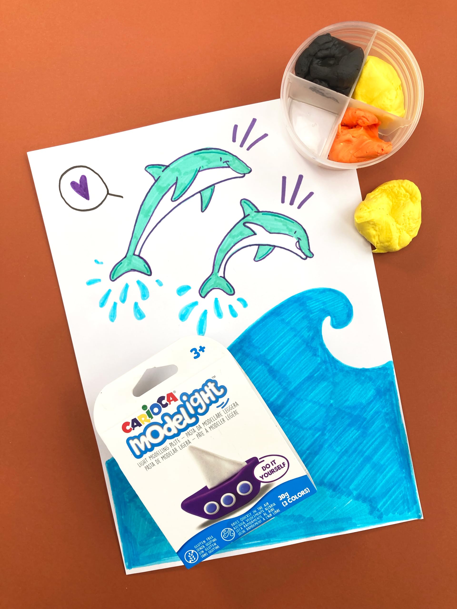 CARIOCA - Pasta Moldeable Ligera Sin Gluten Lote Colegios, 70 Uds | Lote Escolar de Masilla Ligera sin Gluten, Mucho Más Limpia que La Plastilina, Seca al Aire, Muy Segura en Clase