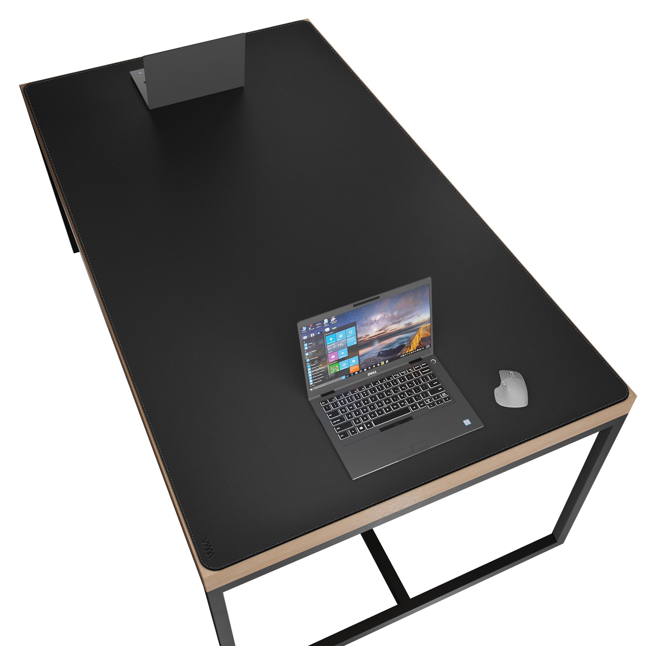 Vyaaa Alfombrilla de escritorio grande de cuero PU de 70.8"x39.3" (Negro) - Alfombrilla de ratón extendida XXL, Protector de escritorio de oficina, Alfombrilla de escritorio antideslizante para