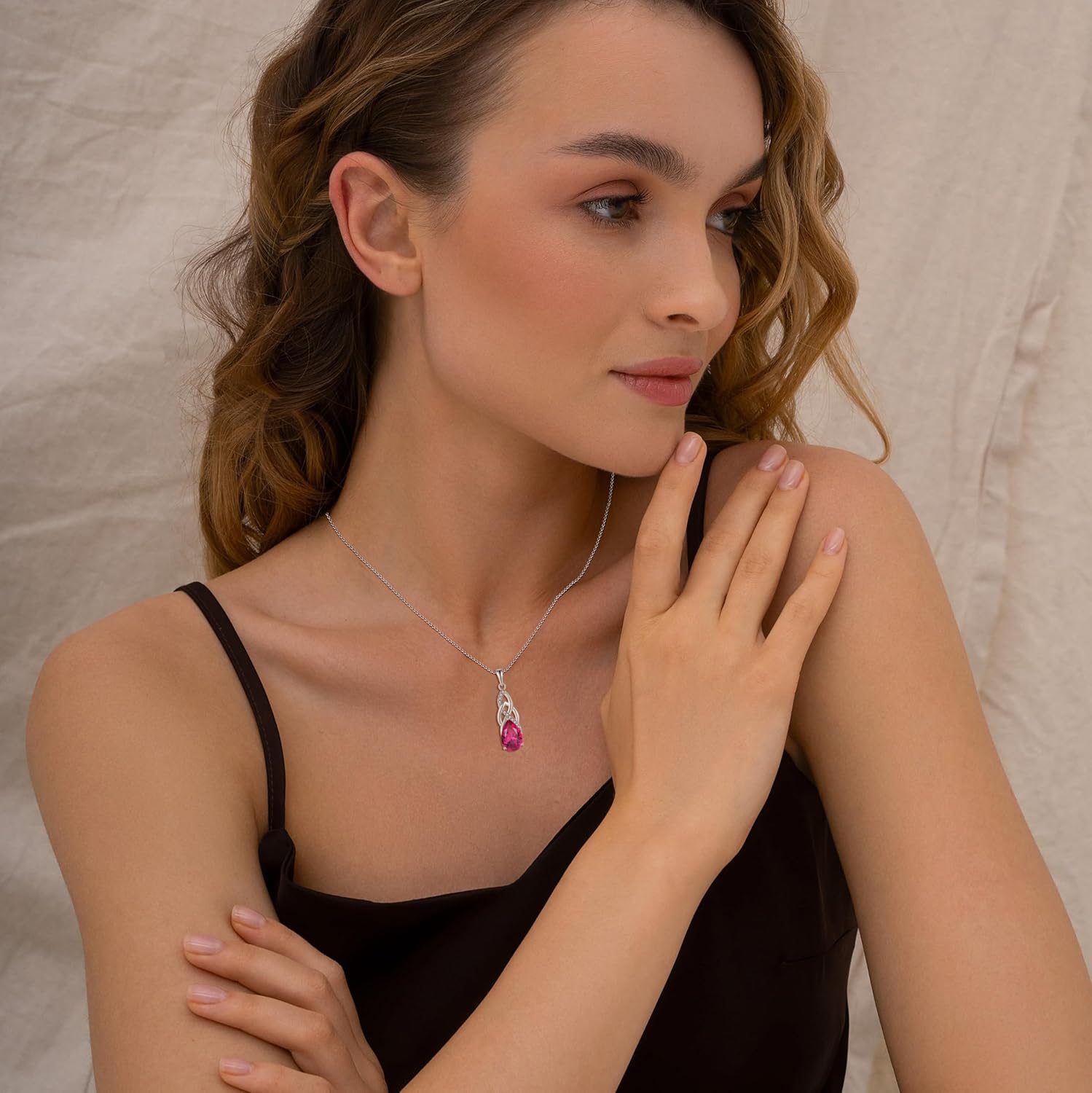 JO WISDOM Celtic Knot Infinity Necklace 925 Sterling Silver 8 * 12mm Birthstone Gemstone Pendant with 18 Inch Chain Necklace Jewelry for Women - Image 2