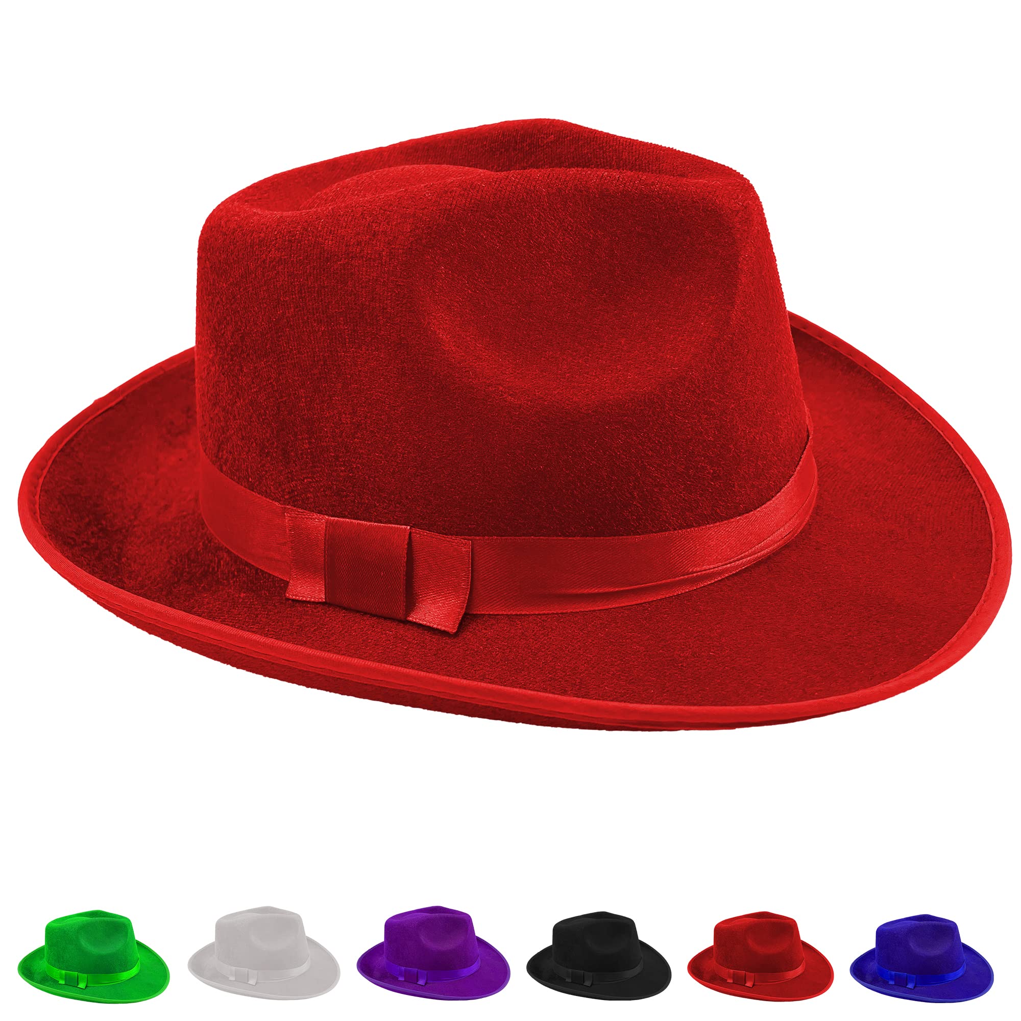 Carnavalife Sombrero Panamá Gangster para Adulto Niños Grandes, Fedora Trilby de 20s para Disfraces de Gatsby, Sombrero de Ala Ancha Hombre de Fieltro con Cintas de Satén, Talla única