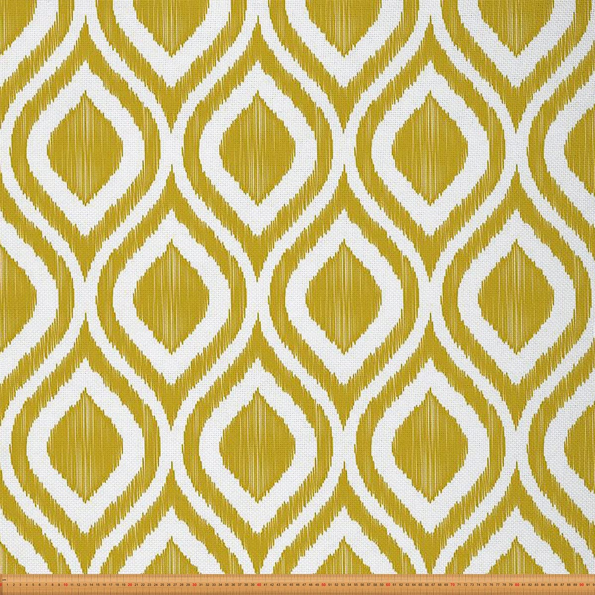 Ikat Polsterstoff Gebogener Maschenstoff Meterware Geometrisches Design Dekorativer Stoff Gestreifter Outdoor Stoff DIY Kunst Wasserdichter Stoff Polster und Wohnakzente Gelb Weiß 276 x 150 (HxB)