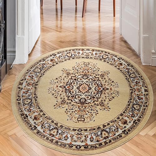 Miniatura 30 de Antep Rugs Alfombra oriental de 2 x 3 con medallón tradicional para interiores (beige crema, 2 pies x 3 pies) Beige,Azul marino,Negro -,Gris