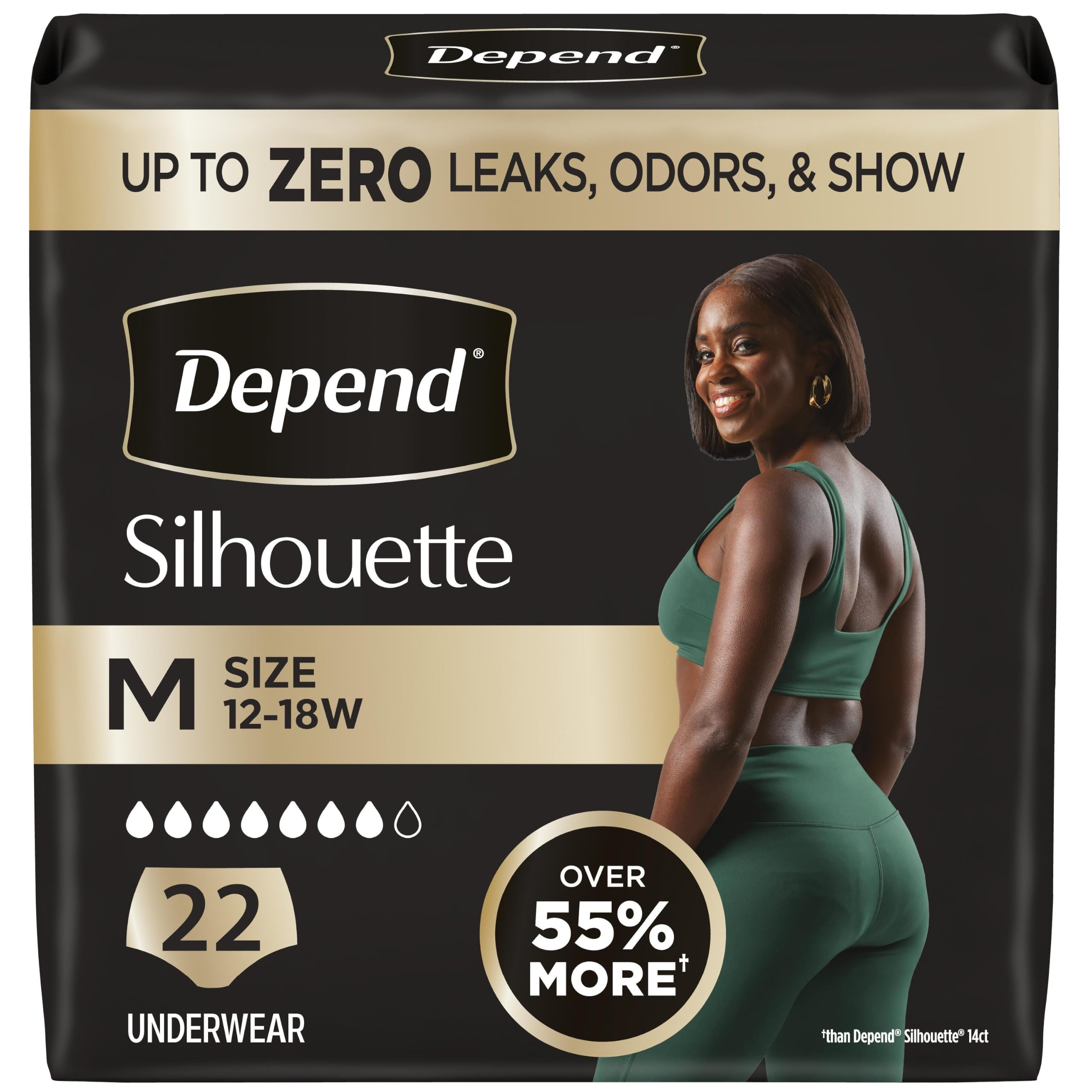 Depend Silhouette Incontinence Underwear for Women, Medium, 22 Count