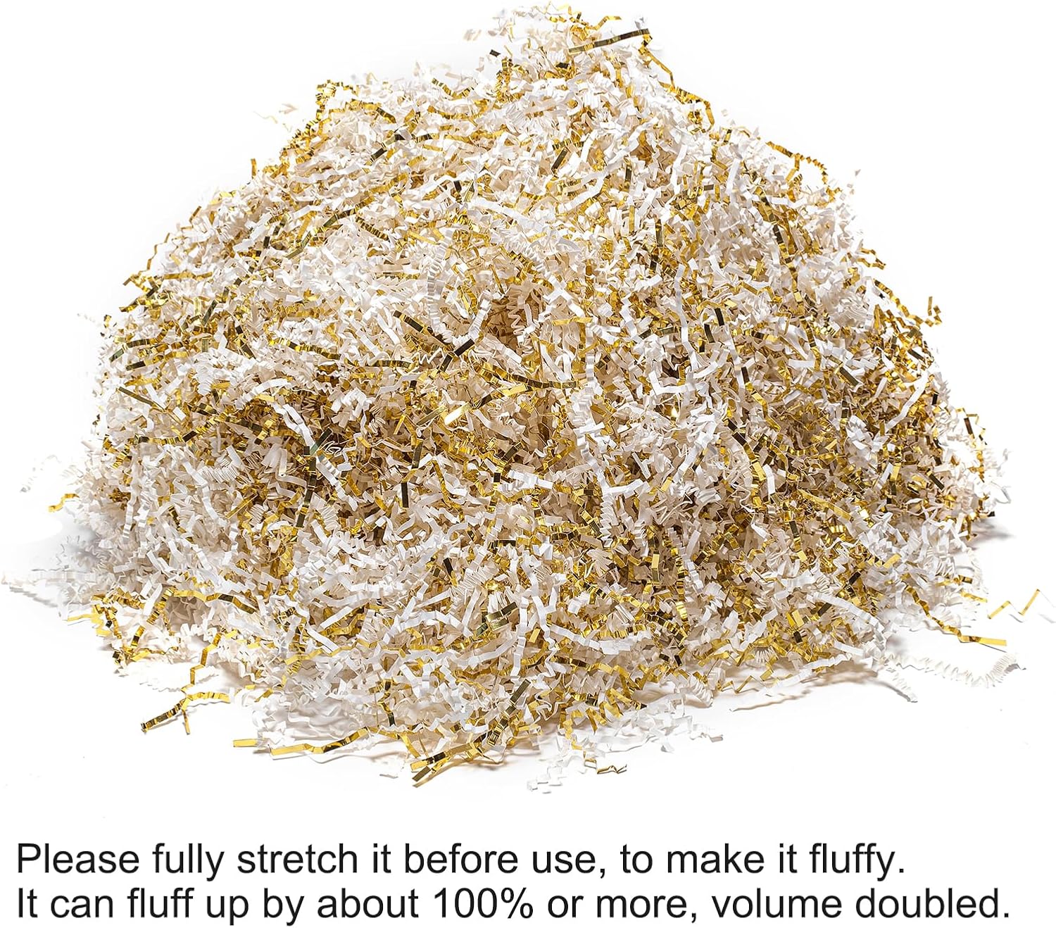 Mefleet 1 LB Crinkle Cut Paper Shred Filler White & Gold Crinkle Shredded Paper for Gift Box - Gift Basket Bag Filler - Grass Cushion Stuffing for Christmas Holiday Packaging Wrapping - Image 3