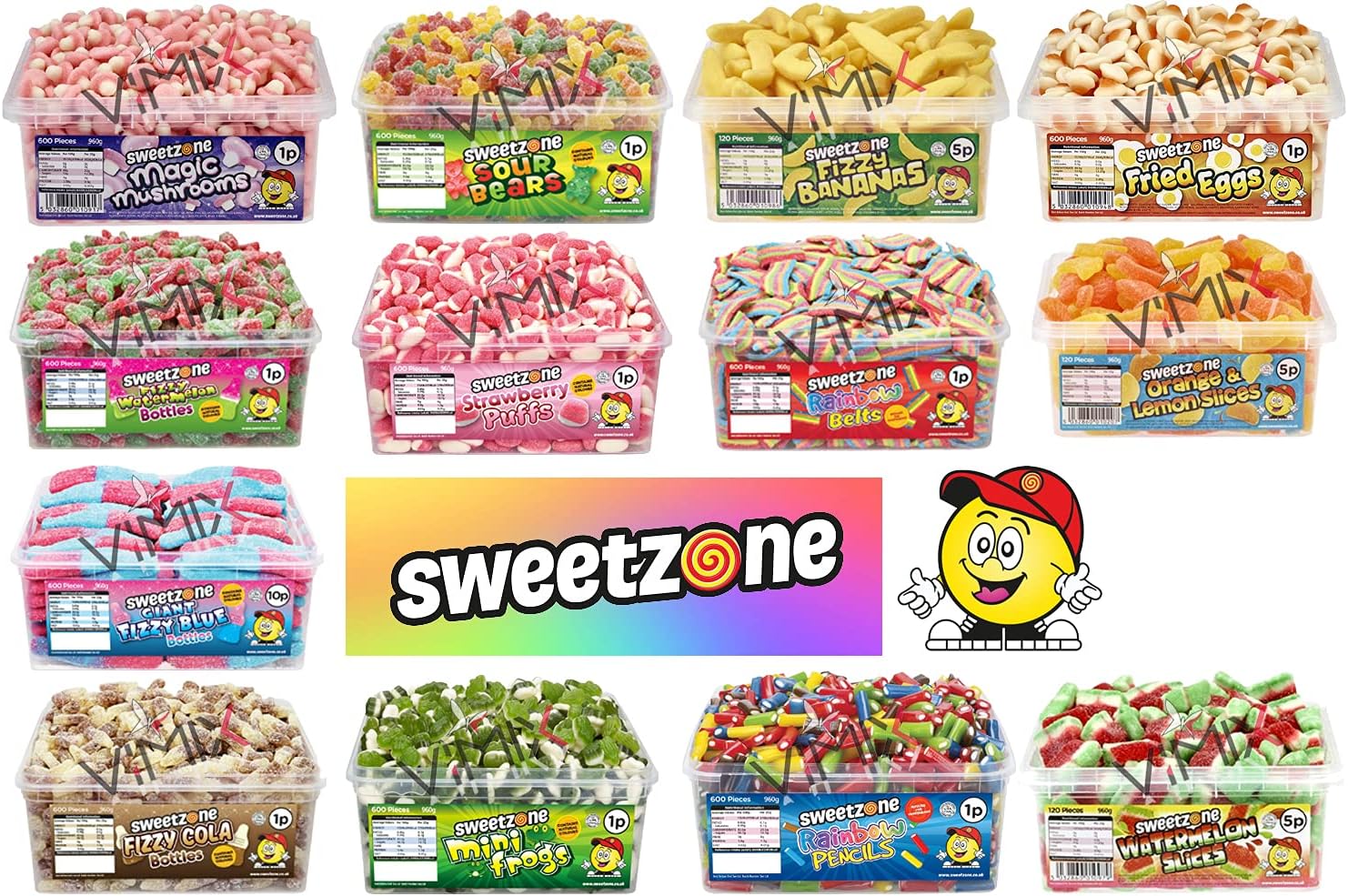 SWEETZONE 100% Halal Jelly Sweets TUB - Pick Any 03 Flavours TUBS