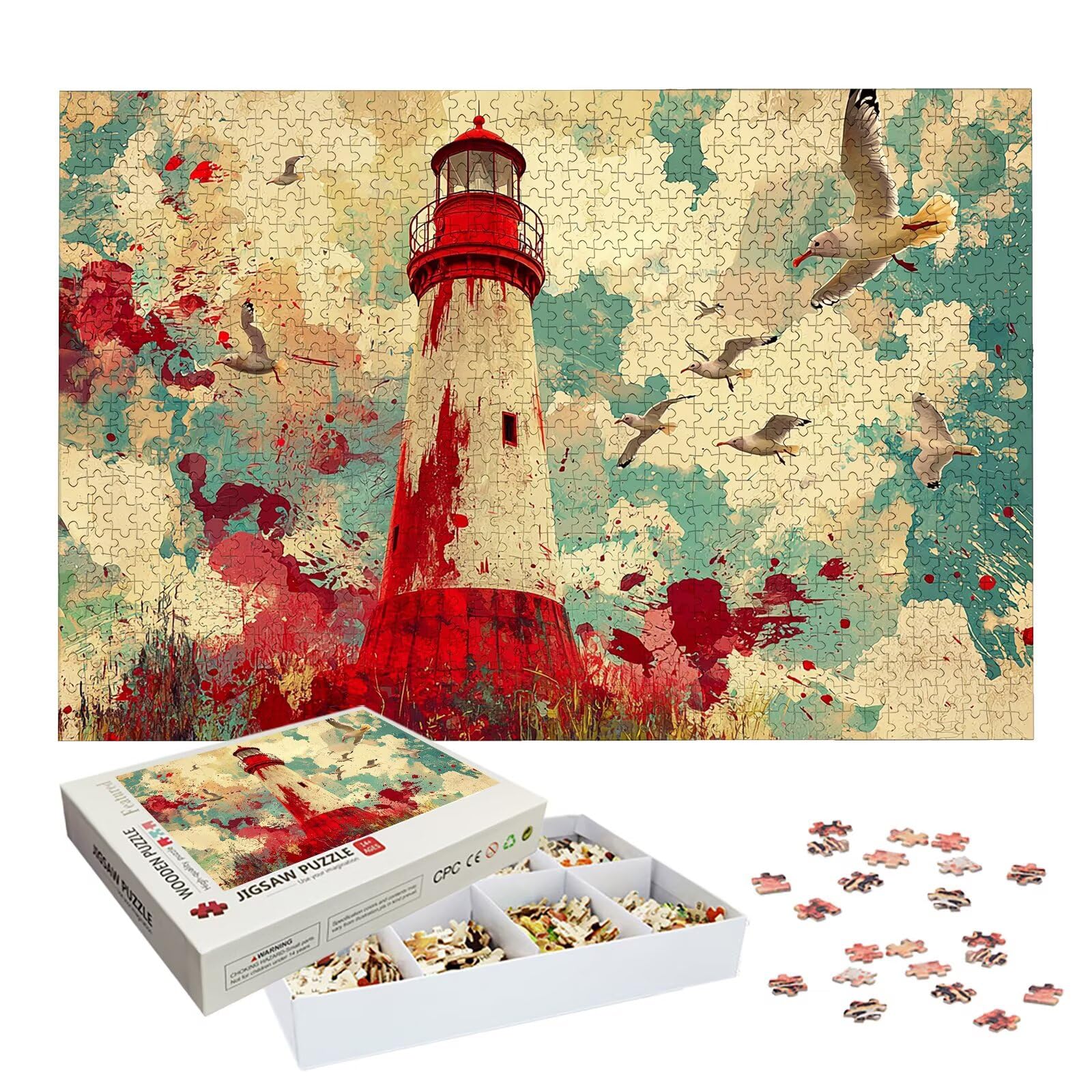 Puzzle 3000 Teile Erwachsene, Leuchtturm Puzzle 3000 Teile, EIN Herausforderndes Rätsel, Anime Holzpuzzle Erwachsene mit Exquisiter Verpackungsbox, Puzzlespiele für Die Ganze Familie, Geschenke, -6892