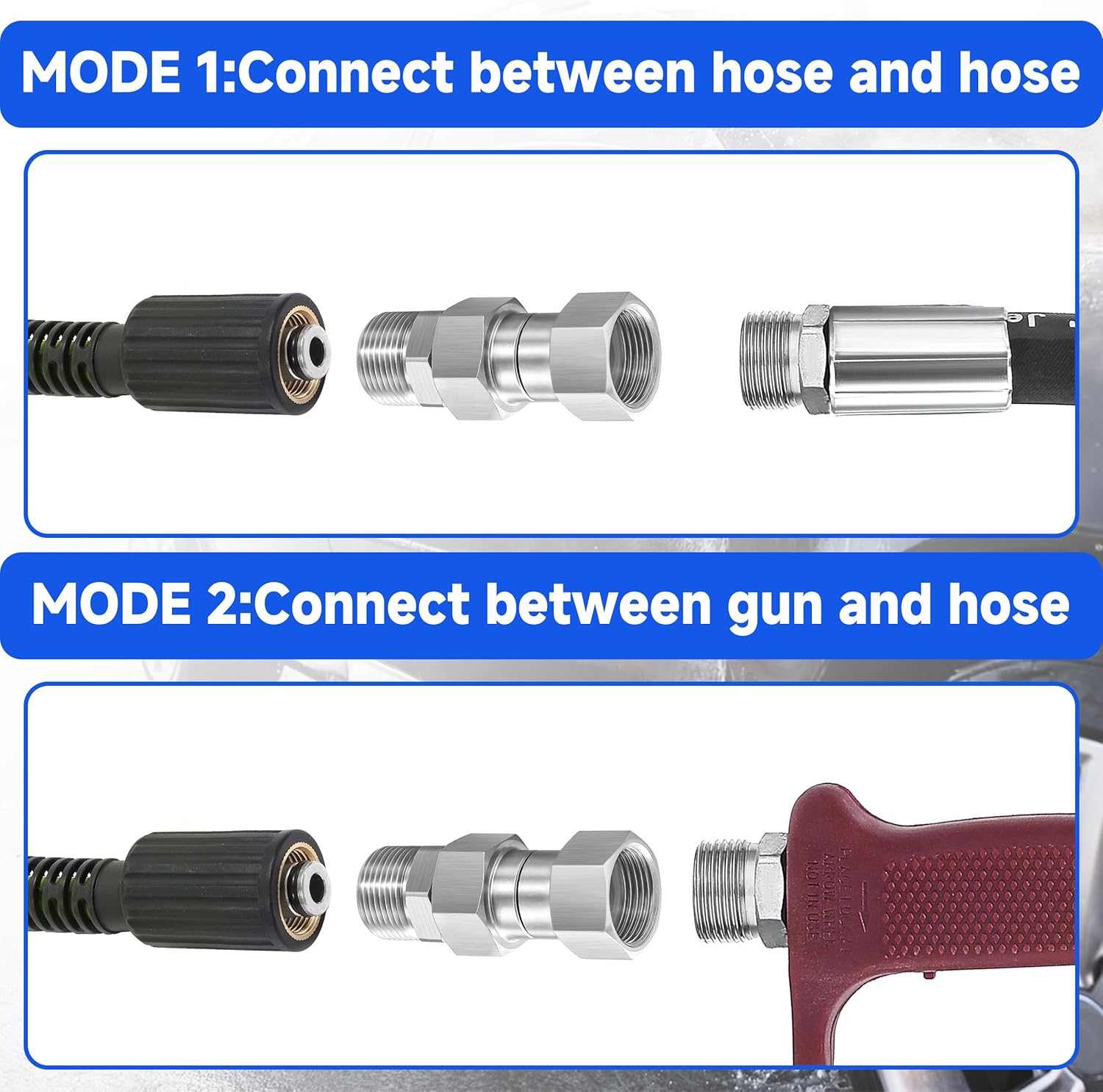 M MINGLE Pressure Washer Swivel Fitting, Metric M22 14mm Thread, Stainless Steel, 4500 PSI, 2 Pcs