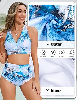 Bikini été Confortable AI'MAGE 2 Pièces - Maillot Gainant Ventre Plat | Taille Haute | Nylon/Spandex Tankini Femme