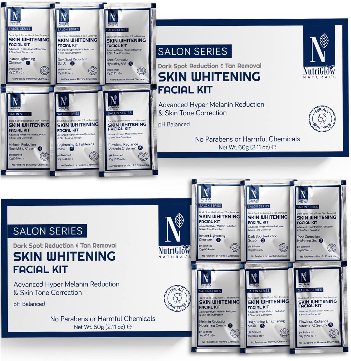Natural’s Advanced Pro Formula Skin Whitening Facial Kit for Skin Tone Correction, 10Gmx6 Each, Pack of 2