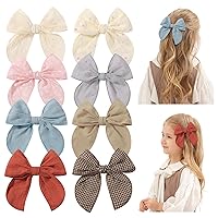Vista 11 de doboi 20 PCS Lazos Fable de 4.5 Pulgadas Pinzas para el Cabello para Bebés y Niñas Lazos de Algodón y Lino para Niñas Accesorios para el Cabello