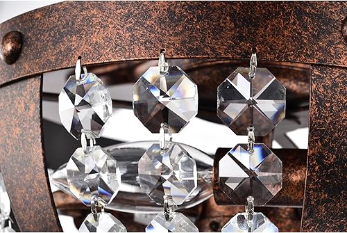 Miniatura 4 de Warehouse of Tiffany Chandler Ventilador de techo de cristal con acabado de cobre antiguo de 26 pulgadas con control remoto