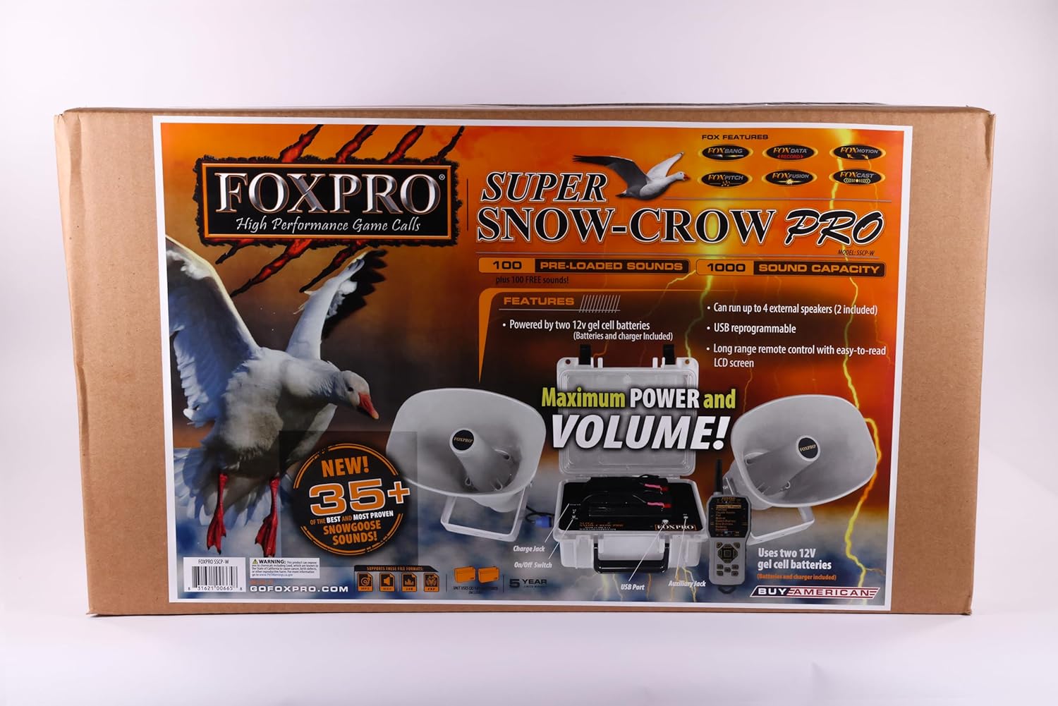 FOXPRO Snow Crow Pro Electronic Snow Goose and Crow Game Call Comes with 2 External Speakers and Remote