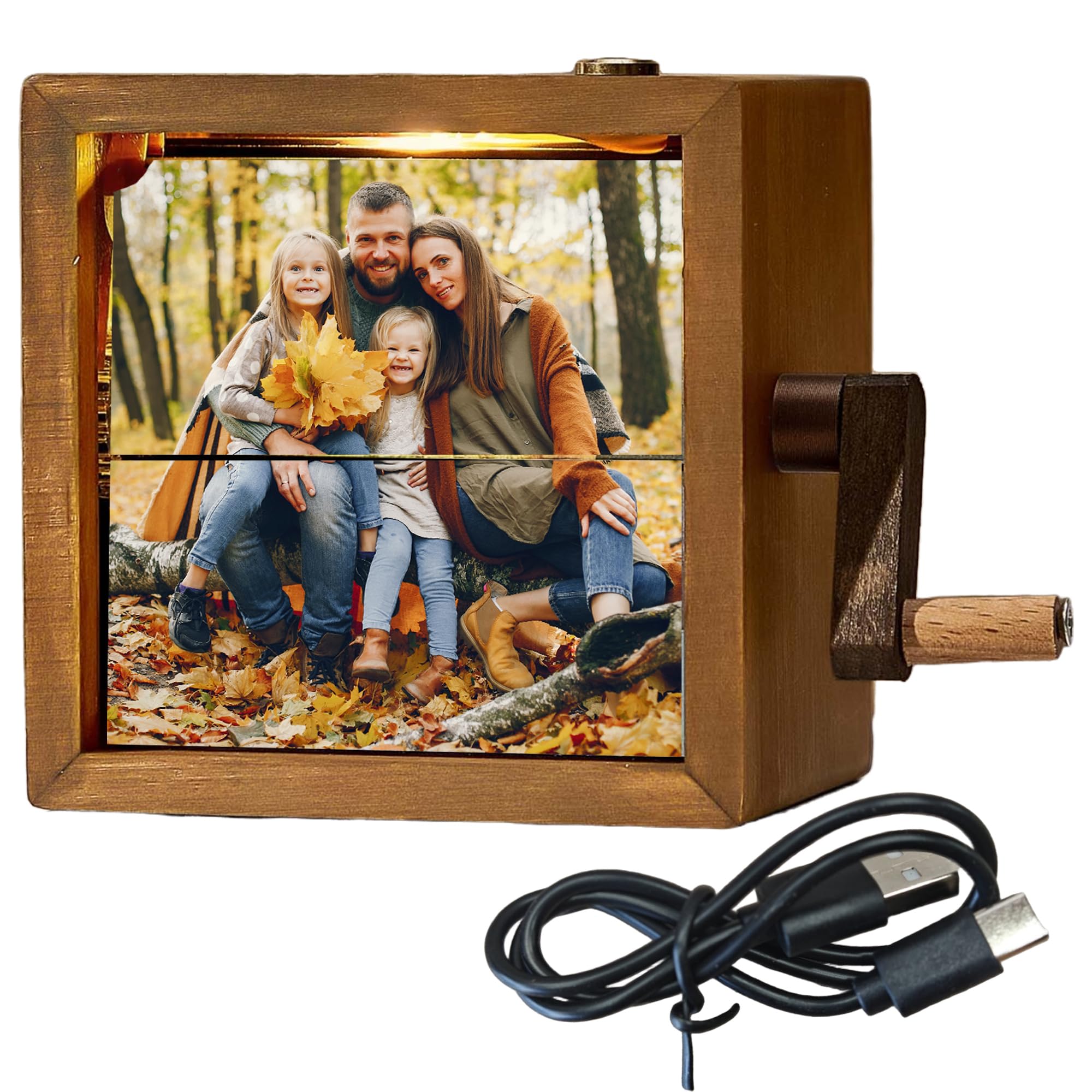 Amazon.com: Custom Photo Flip Box Rotating Picture Box Hand-Crank