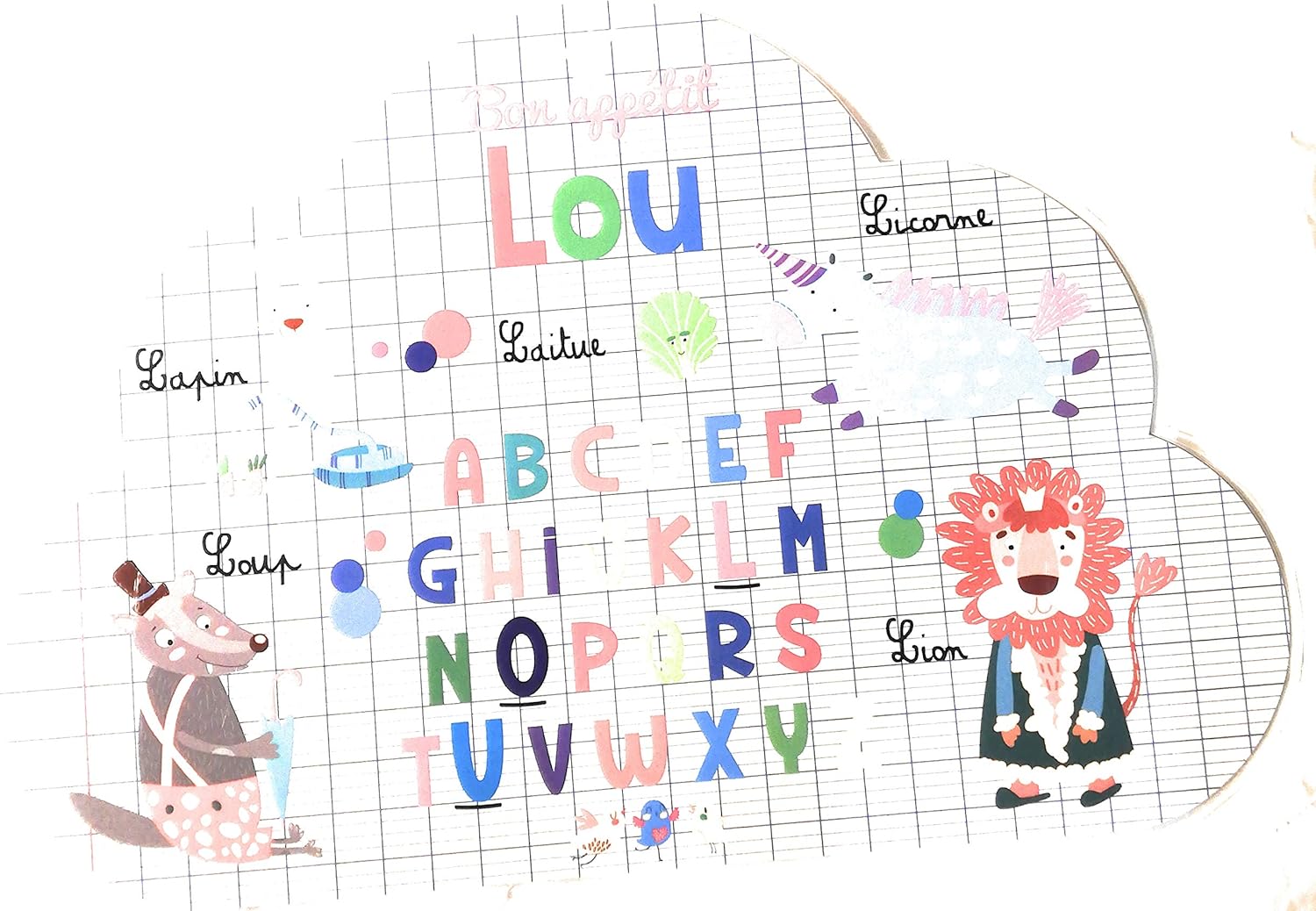 Lou - Set De Table Prénom éducatif Pour Enfant