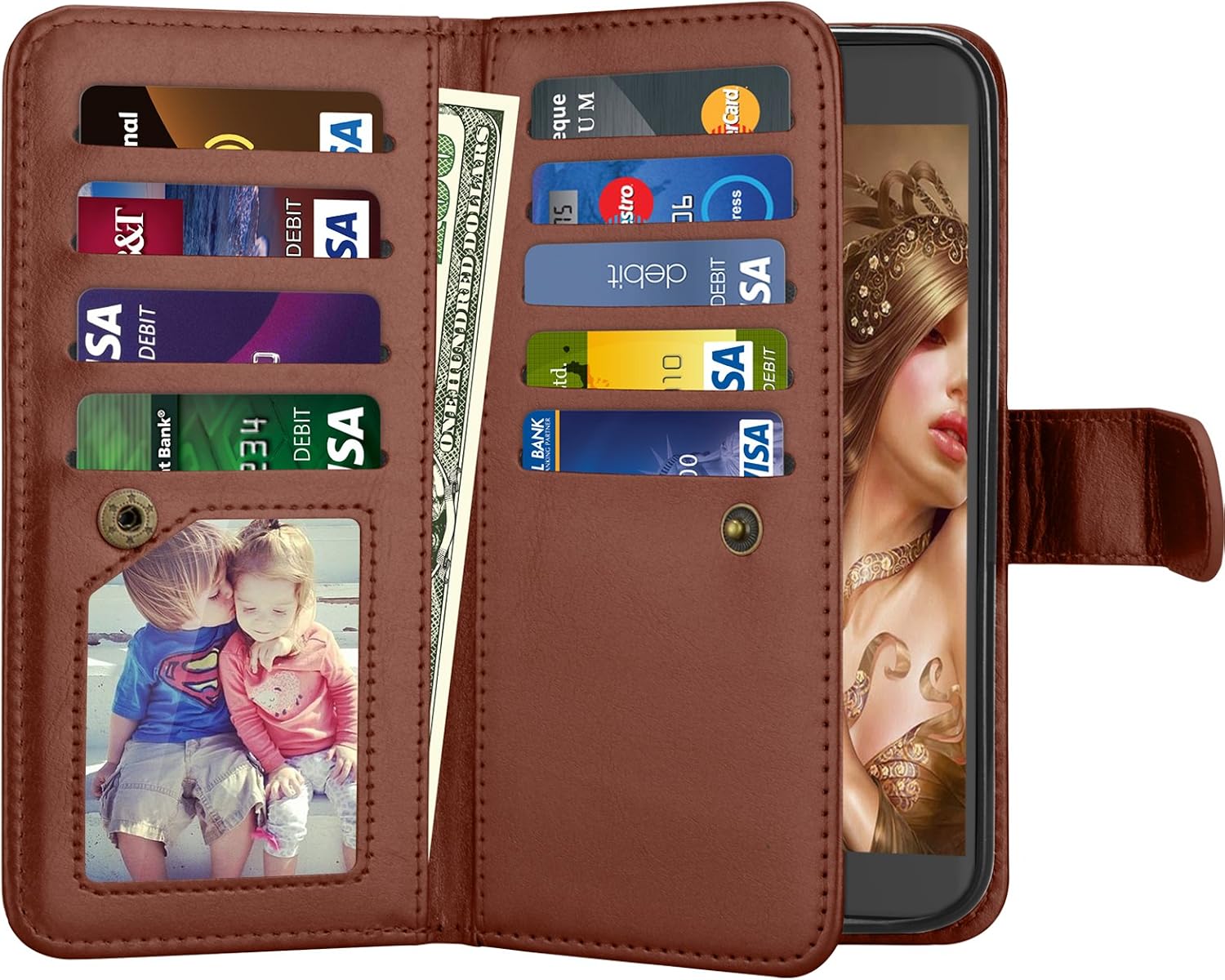 Tekcoo Compatible for LG K20 V/LG K20 Plus/LG Harmony/LG Grace/LG V5 / K10 2017 PU Leather Wallet Case, Luxury ID Credit Card Slots Holder Flip Cover [Detachable Magnetic Hard Case] - Brown