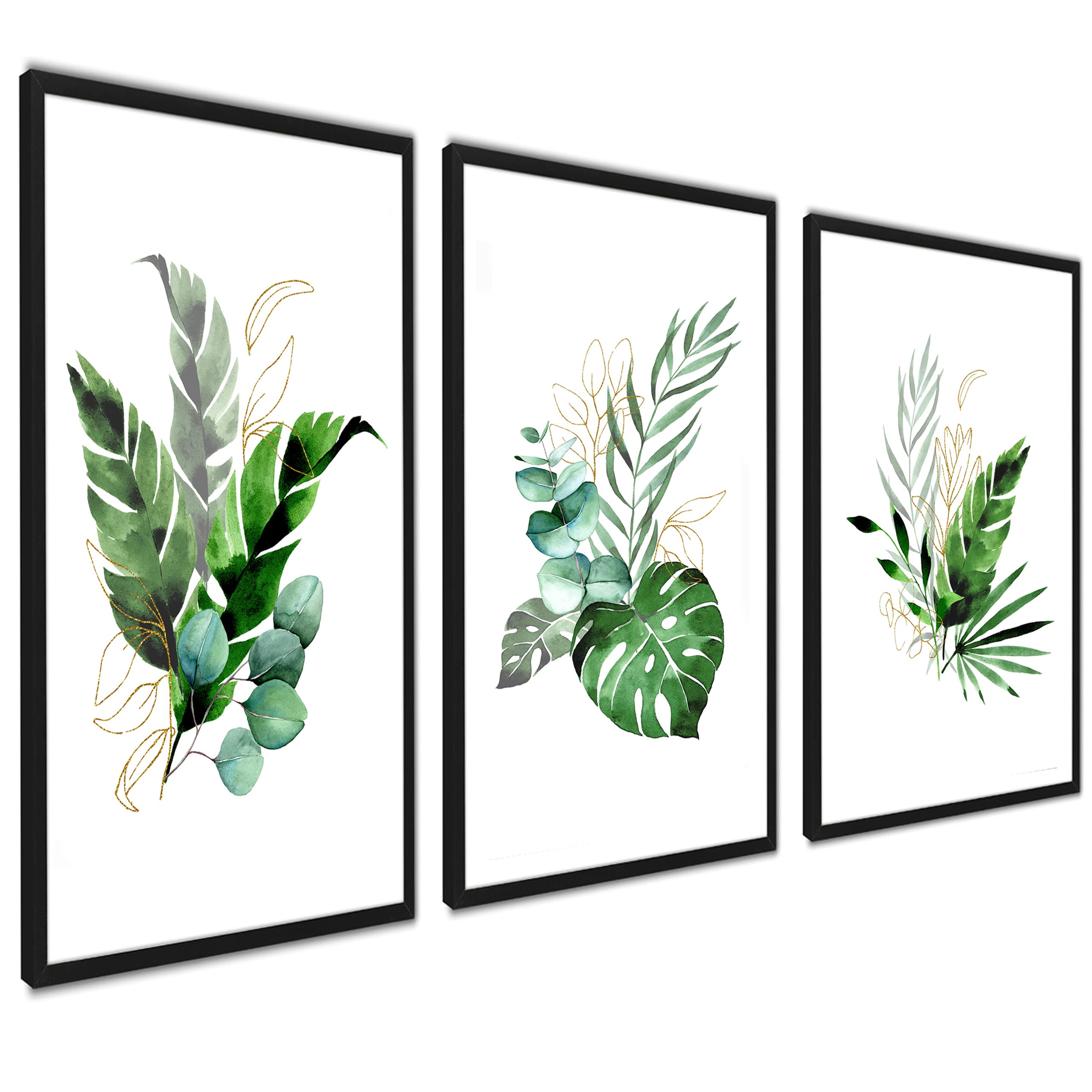ag.art deco Pack of 3 Wall Art 30x40cm Black Frame Wall Decor Modern Design