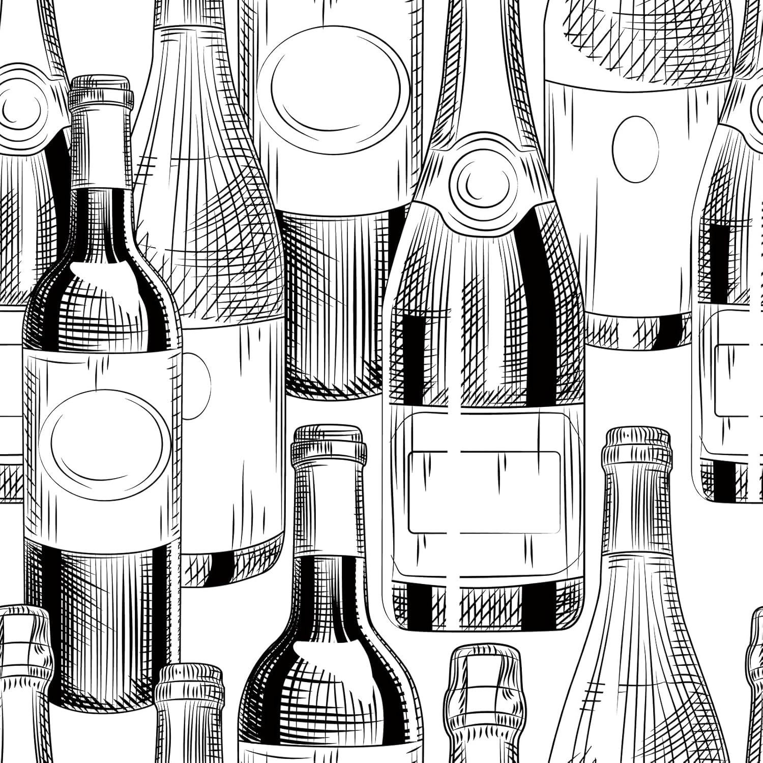 Livelynine 17.5x276 Kitchen Wall Paper Peel and Stick Modern Wallpaper Black and White Dining Room Pantry Wine Glass Champagne Bottle Stripe Contact Paper Self Adhesive Vinyl Removable Waterproof