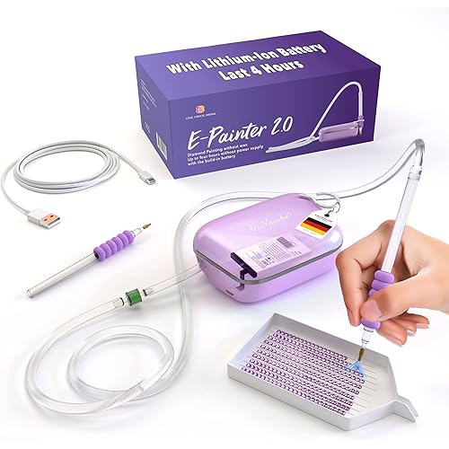 Picmondoo - E-Painter for Diamond Painting - Wireless Diamond Painting Pen with Vacuum Pump with Accessories for Setting AB Stones Without Wax - Diamond Painting Pen (E-Painter (Purple))