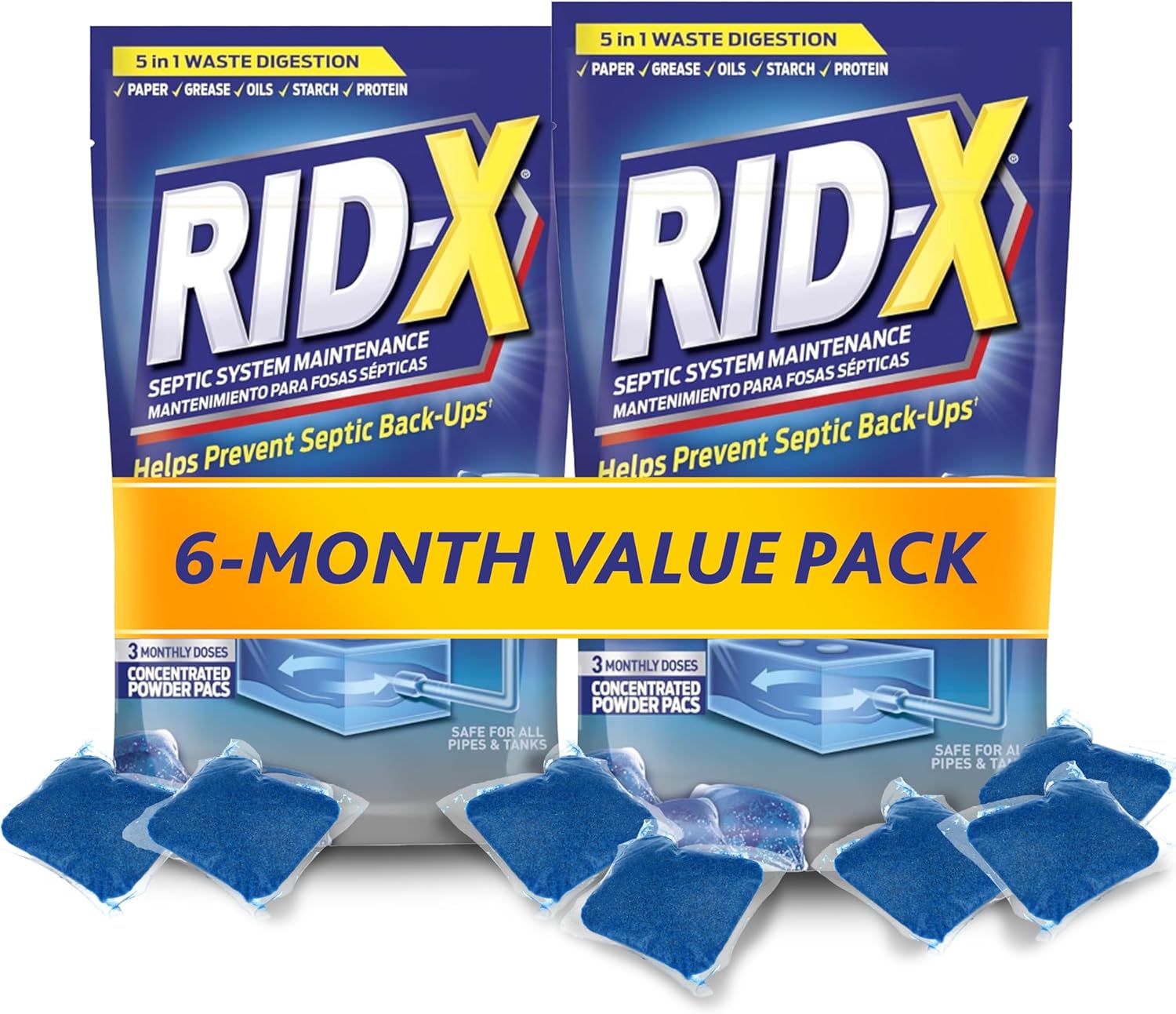 Rid-X Septic System Remedy, Septic Tank Remedy, 3-Month-to-month Provide Twin Motion Septi-Pacs – 3.2 oz (Pack of two)