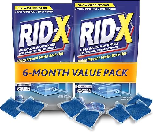 Rid-X Tratamiento para el sistema séptico, tratamiento para tanque séptico, suministro de 3 meses de acción doble septi-pacs - 3.2 oz (paquete de 2)
