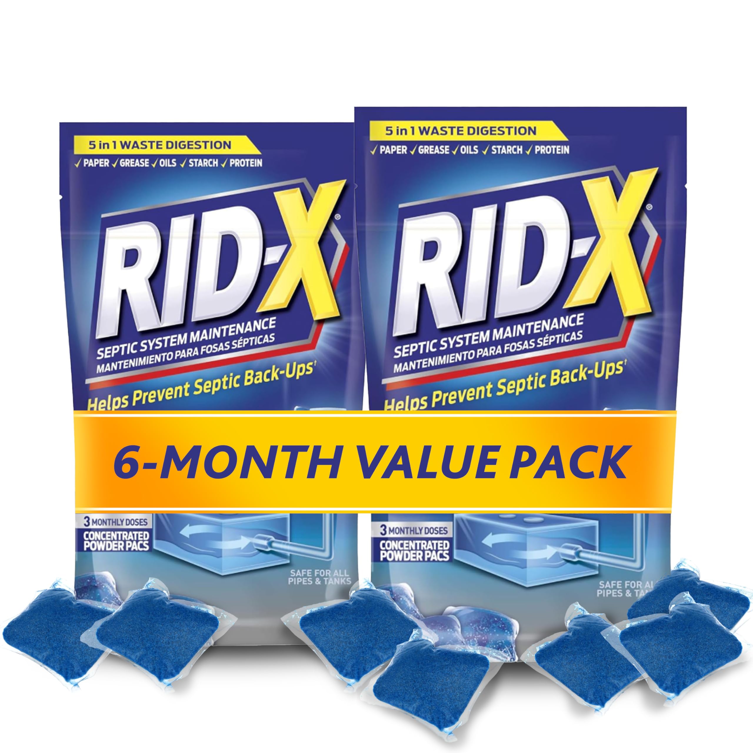 Rid-X Septic System Treatment Septic Tank Treatment 3-Monthly Supply Dual Action Septi-Pacs - 3 2 oz Pack of