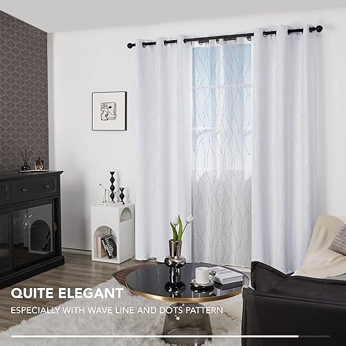 Miniatura 8 de Deconovo Cortinas opacas negras para sala de estar, cortinas de 84 pulgadas de largo (52 x 84 pulgadas, 2 paneles), paquete de cortinas opacas con