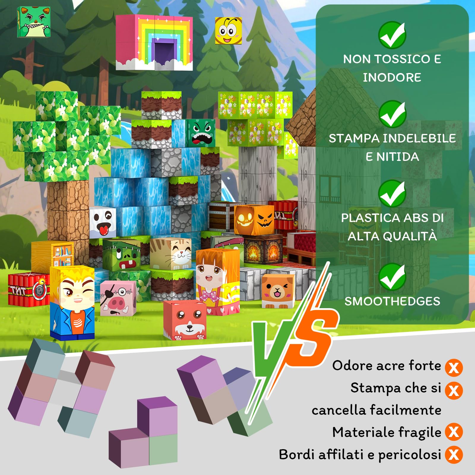 Costruzioni Magnetiche per Bambini 150 PCS 2CM 3+ Giochi Cubi Magnetici, Blocks Giocattoli Montessori a Partire da 3 4 5 6 7 8 9 10 11 12 Anni Regali di Compleanno per Ragazzi