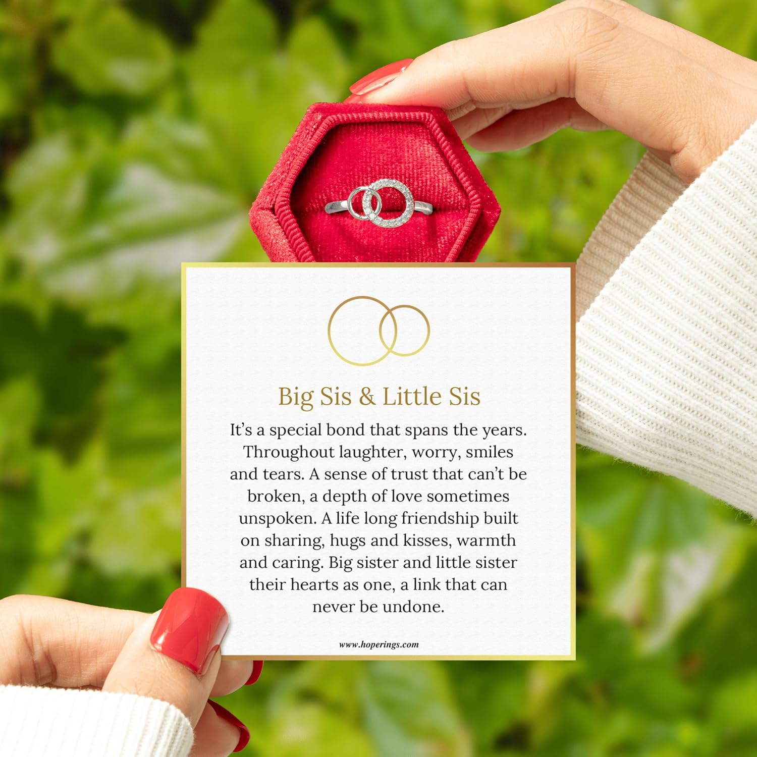 Hope Rings - To My Sister Forever Linked Ring - A Timeless Sister Gift – 999 Pure Silver & 304 Stainless Steel for Women - Inspirational Jewelry