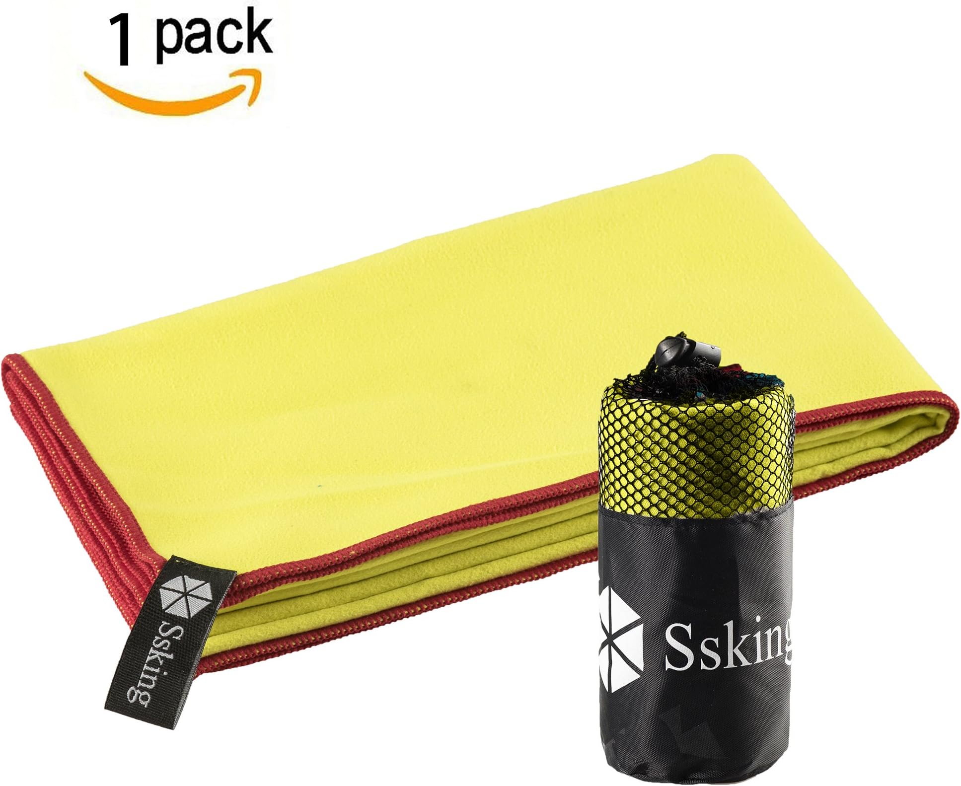 Quick Drying Microfiber Compact Sport Towel. 40"x20" For Exercise, Gym, Sport, Yoga, Travel, Camping, Hiking (1 pack) (Yellow)
