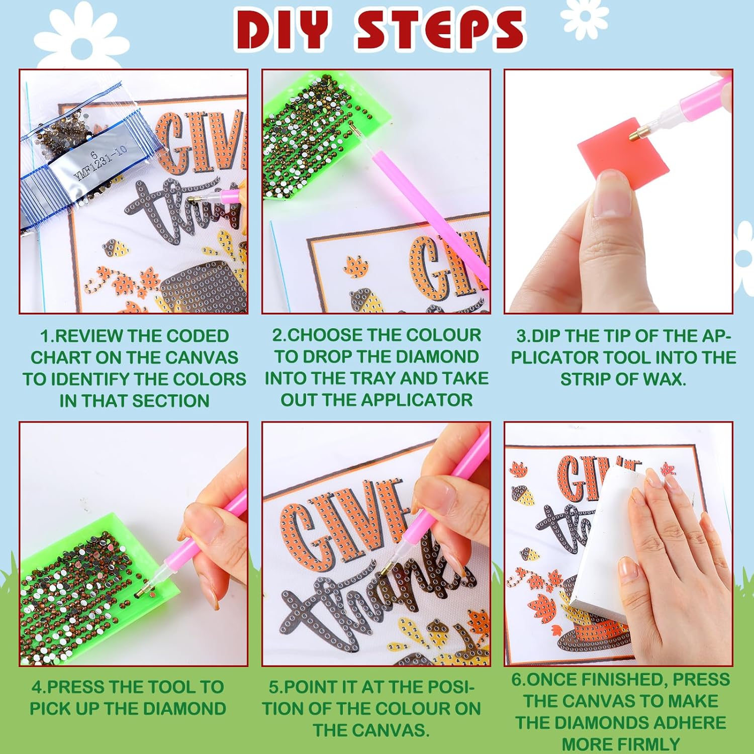 Trandraft 13 Pcs Interchangeable Holiday Diamond Art Kits for Adults 5D Framed Seasonal DIY Diamond Paint with Full Drill Gems for Beginner Monthly Table Craft Gift Decor (Cartoon Style)
