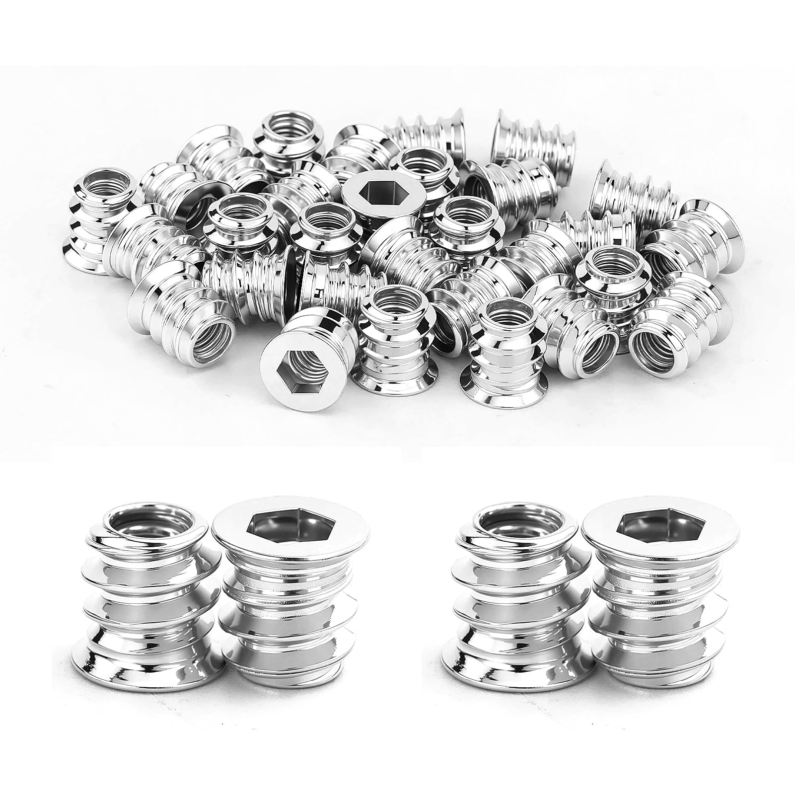 30 Pezzi M5 boccole filettate per Legno Viti de Acero al carbono Hexagonal de accionamiento de tuercas de inserción roscadas para bussole per Legno Inserto Filettato Esagonale