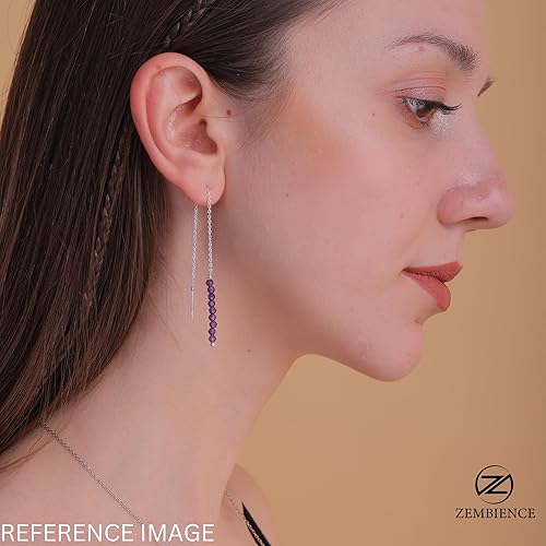 Miniatura 3 de Natural Smoky Quartz Stone Dainty Threader Earrings, Quartz Gemstones, Minimalist Jewelry, Dangling Earrings, Silver Plated, Birthstones, Earrings