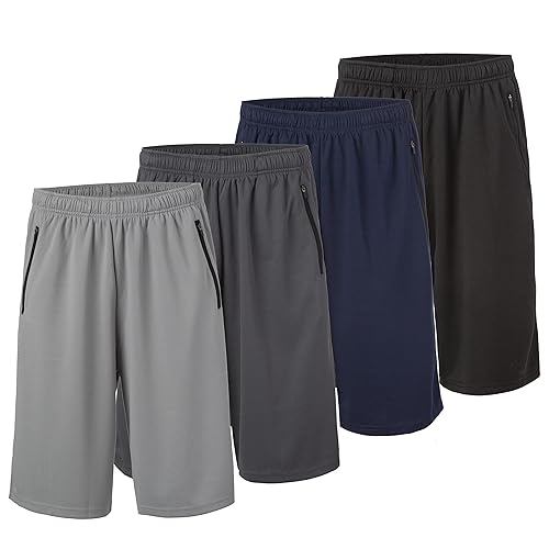 Essential Elements Men’s Athletic Shorts 4 Pack – Quick-Dry Moisture
