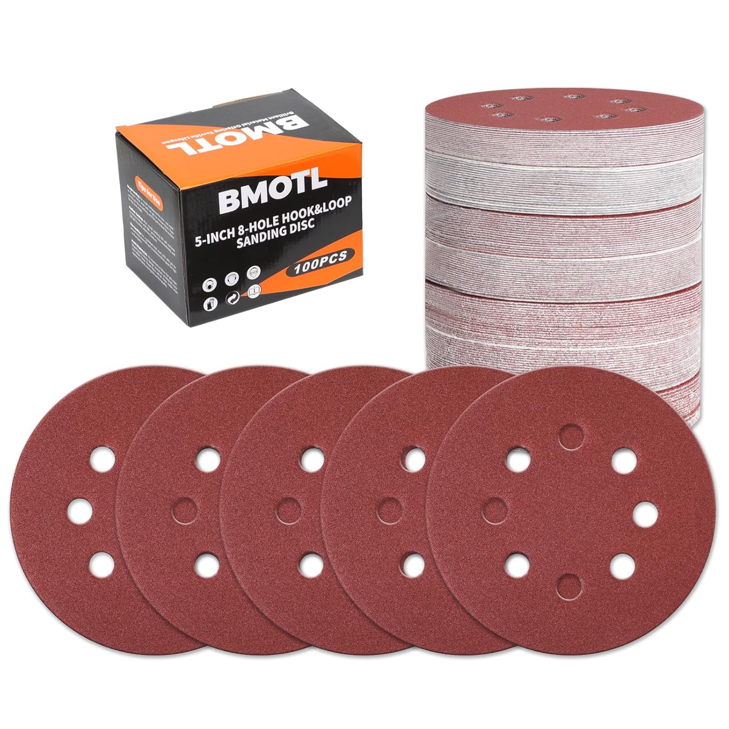 160Pcs 5-Inch 8-Hole Hook & Loop Sanding Discs Assortment:40 60 80 120 150 220 320 400 600 Girt for Wood/Metal/Drywall,Sandpaper for Orbital Sander