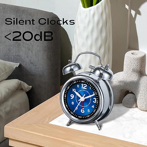 Miniatura 5 de AKCISOT Reloj despertador alto para personas que duermen profundamente y pesadas, reloj analógico de metal de 3 pulgadas con campana gemela,