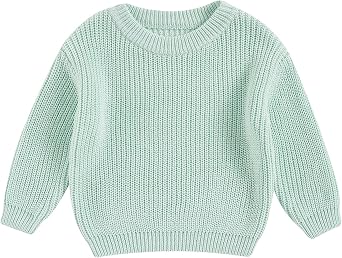 Newborn Toddler Baby Girl Boy Knit Sweater Round Neck Sweatshirt Long Sleeve Tops Pullover Fall Winter Clothes