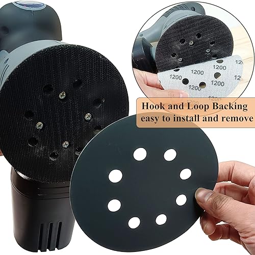 Miniatura 5 de 30 discos de lijado de 5 pulgadas, 8 agujeros #1200-#7000, grano 120020003000400050007000, compatible con lijadora orbital aleatoria (30 unidades de