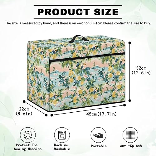 Miniatura 169 de Funda para máquina de coser de mariposas y flores con prácticos bolsillos, funda protectora con asa, para la mayoría de máquinas de coser estándar