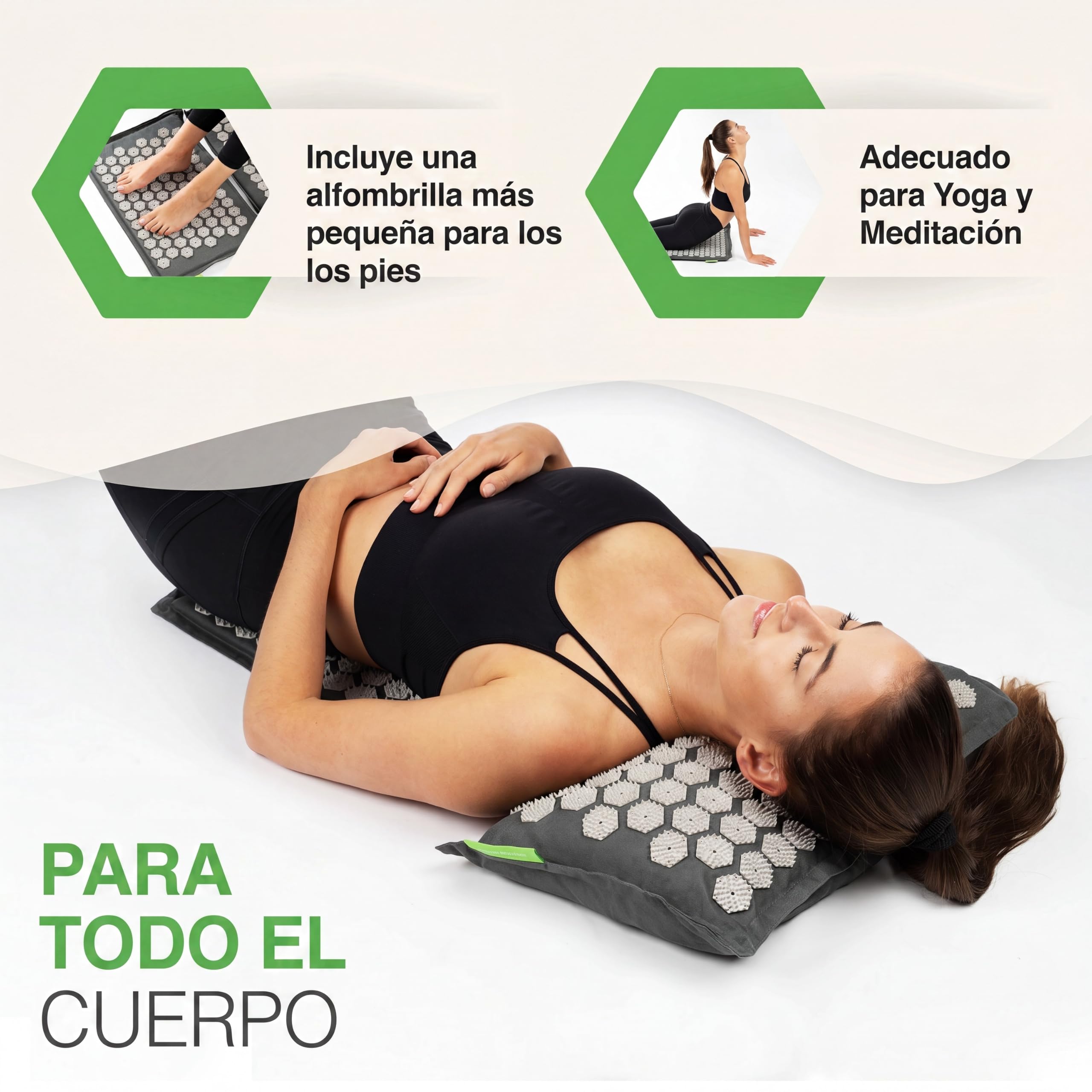 BACKLAxx Set de esterilla acupresion XL – Alfombra acupresion con cojin y bolsa