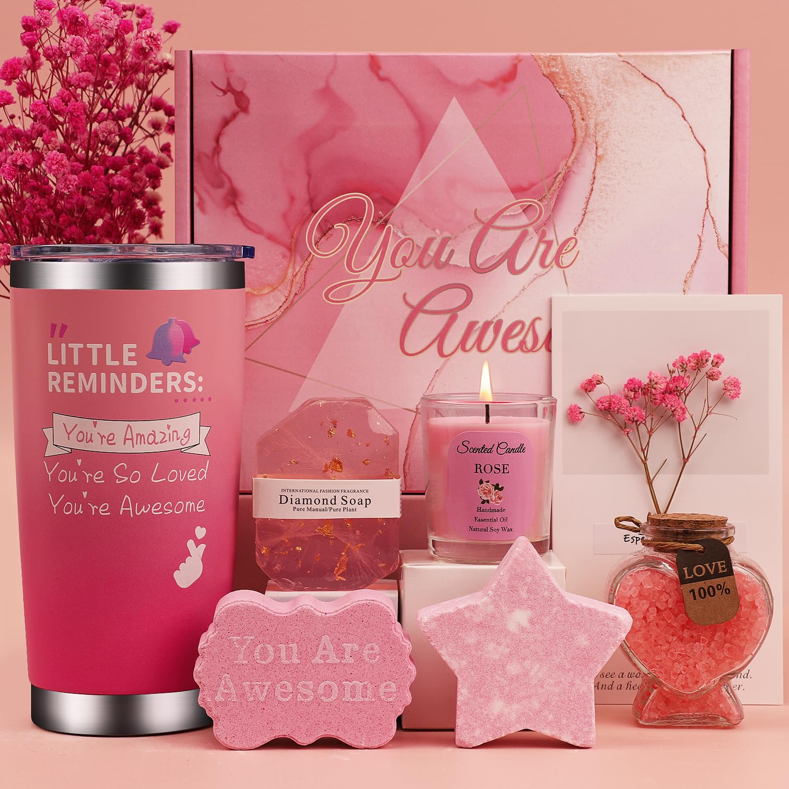 Pamper Gifts Set for Women, Unique Birthday Gift, Relaxation Spa Bath Set Gift for Her, Get Well Soon Gifts Self Care Package, Ladies Pamper Hamper Set for Mum Girls Friends, Sister, Wife