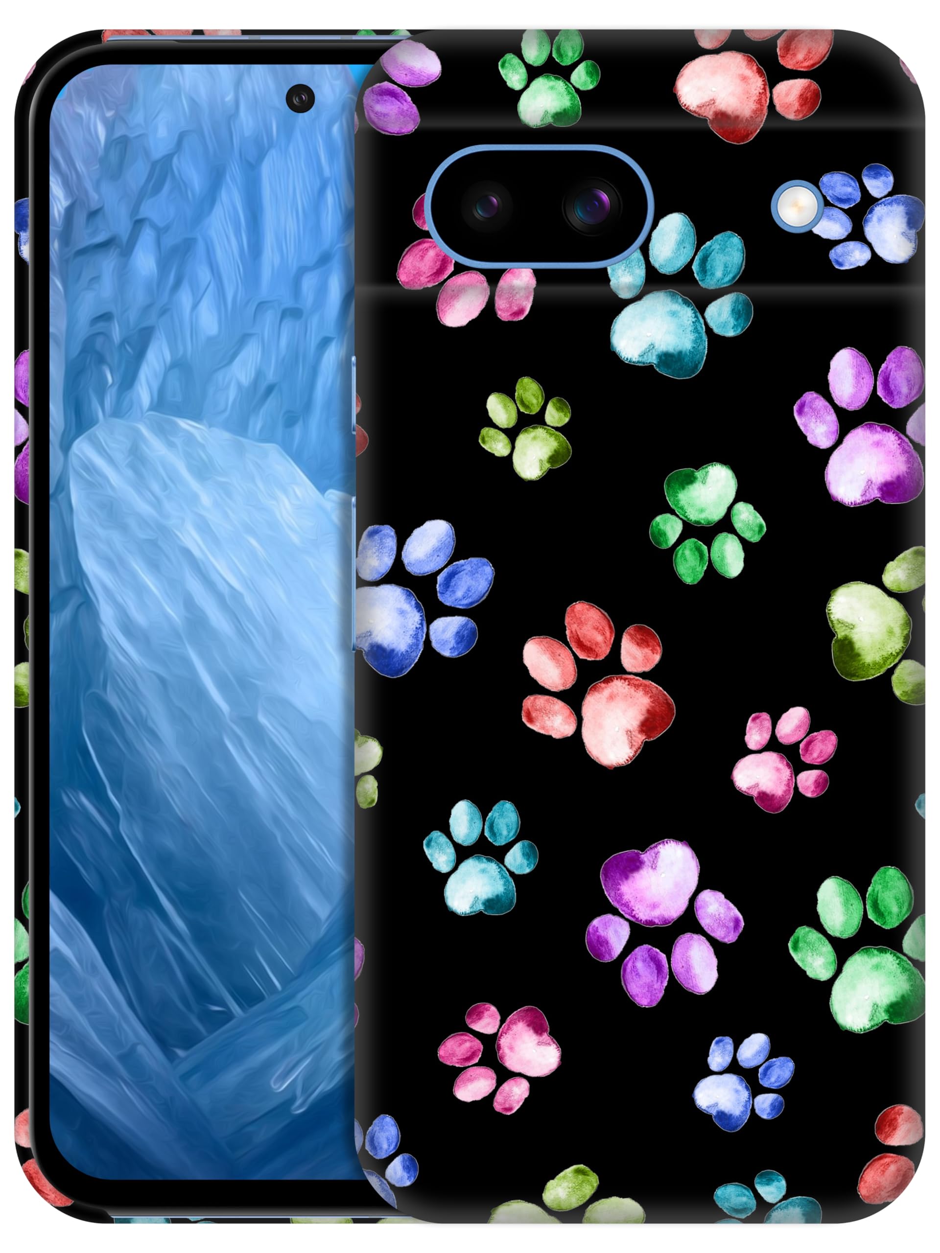 GlamCase for Google Pixel 8A 5G, Pixel 8A Case - Dog Cat Paw Watercolour Print Printed Slim & Sleek Cute Plastic Hard Snap on Protective Designer Back