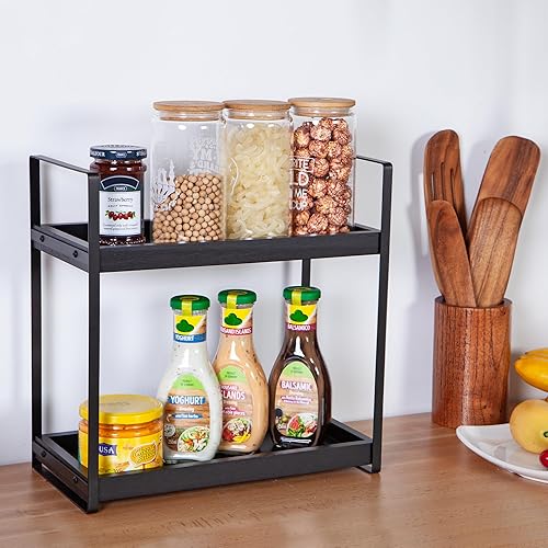 Miniatura 7 de Bandejas organizadoras de encimera de baño, estante de almacenamiento de 2 niveles, estantes de gabinete de fregadero de tocador, organización de